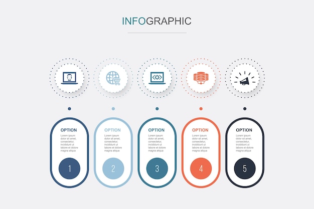 Timing projektidee projektanalyse projektsteuerung risikomanagement-symbole infografik-timeline-layout-designvorlage kreatives präsentationskonzept mit 5 schritten