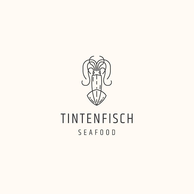 Tintenfisch-meeresfrüchte-logo-symbol flache design-vorlage illustration