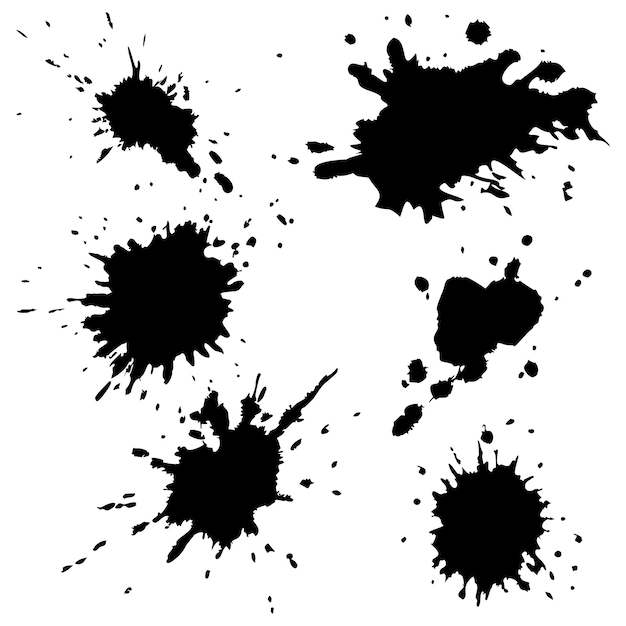 Tintenflecken und -flecken in Schwarz