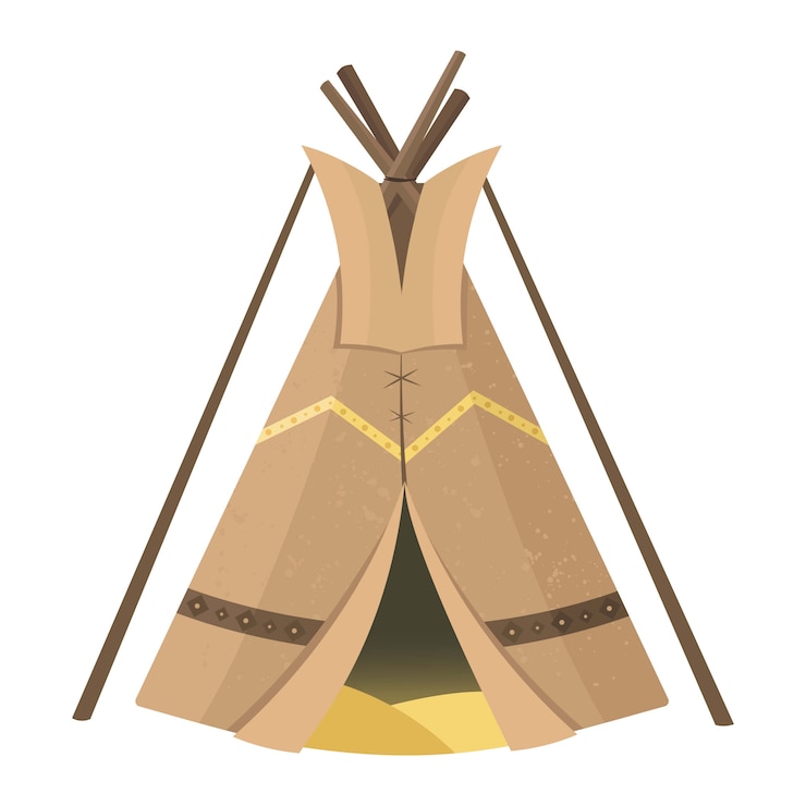 Vektor tipi im sioux-stil der amerikanischen ureinwohner. gartenzelt oder zum reisen.