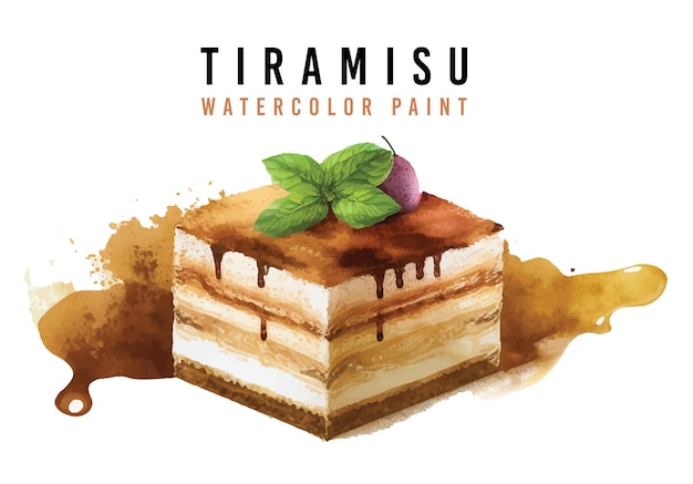 Tiramisu-dessert-aquarellfarbe