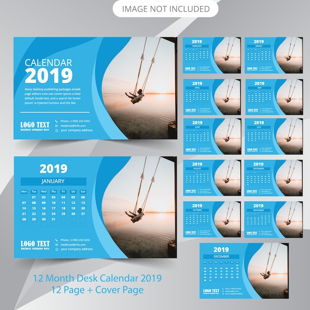 Vektor tischkalender 2019