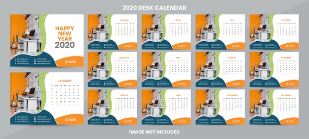 Vektor tischkalender 2020 vorlage