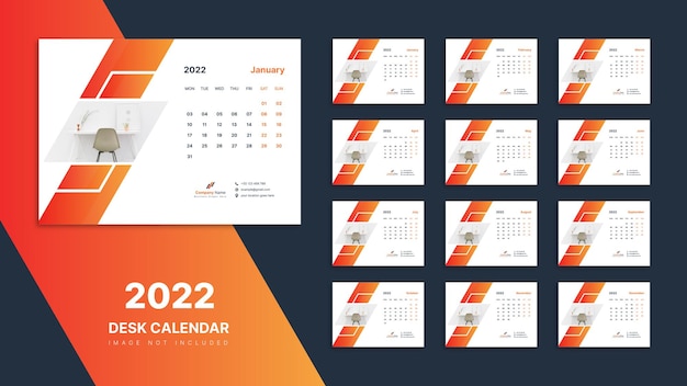 Tischkalender 2022 vorlagendesign