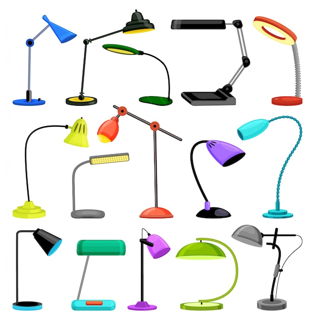 Tischlampe isoliertes cartoon-set-symbol. cartoon set icon schreibtisch licht.