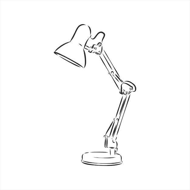 Tischlampe vektor skizzensymbol auf hintergrund isoliert. handgezeichnete tischlampe symbol. tischlampe