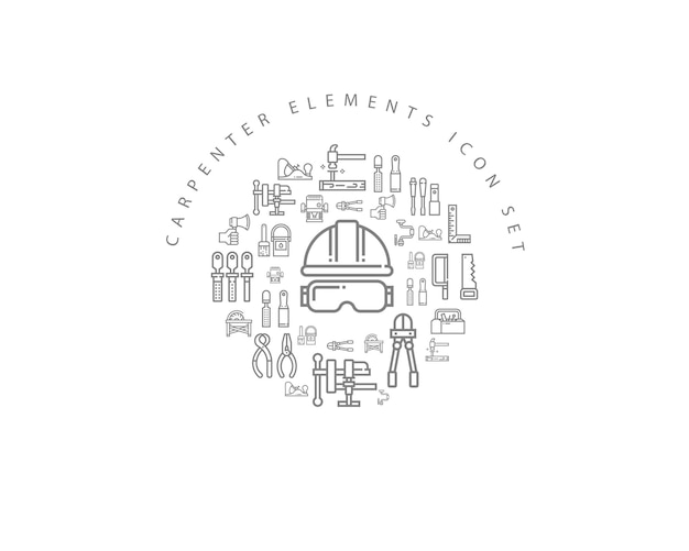 Tischler-Elemente-Icon-Set-Design