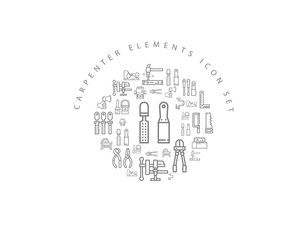 Tischler-Elemente-Icon-Set-Design