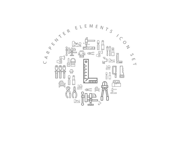 Tischler-Elemente-Icon-Set-Design