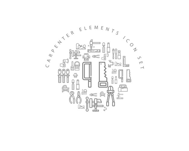 Tischler-Elemente-Icon-Set-Design