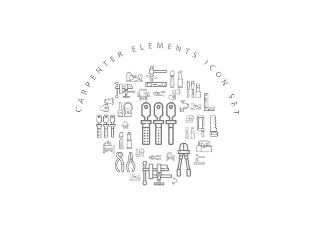Tischler-Elemente-Icon-Set-Design