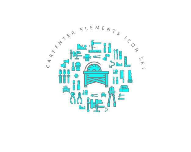 Tischler-Elemente-Icon-Set-Design