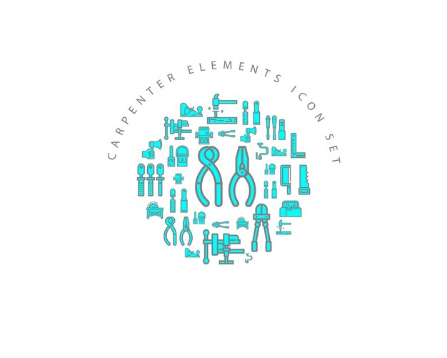Tischler-Elemente-Icon-Set-Design