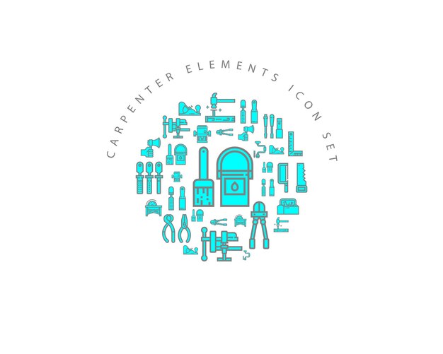 Tischler-Elemente-Icon-Set-Design