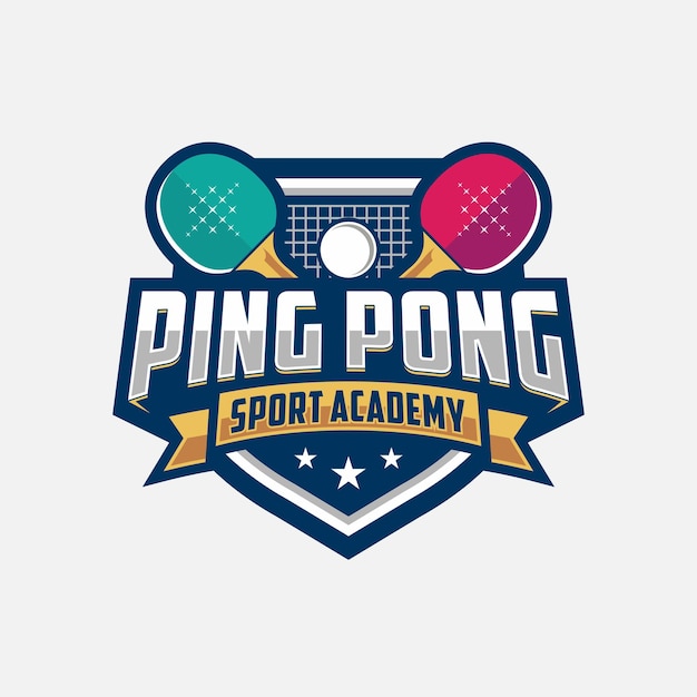 Tischtennis-abzeichen-emblem-logo sportlabel-vektorillustration für einen ping-pong-club