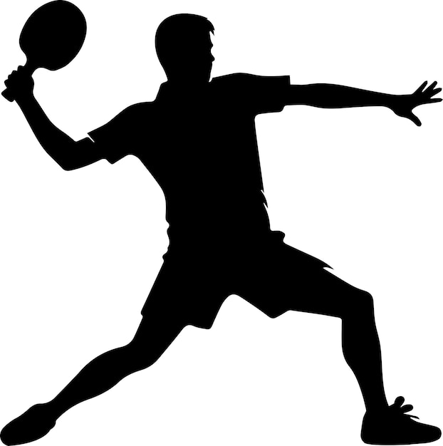 Tischtennisspieler pose vektor silhouette schwarze farbe weißer hintergrund 6