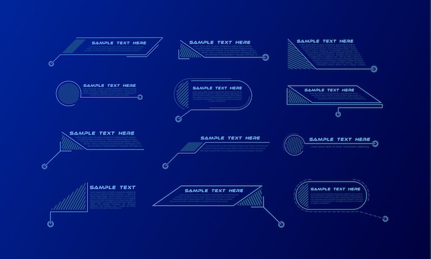 Titel digitaler beschriftungen. satz hud technologie banner vorlage.