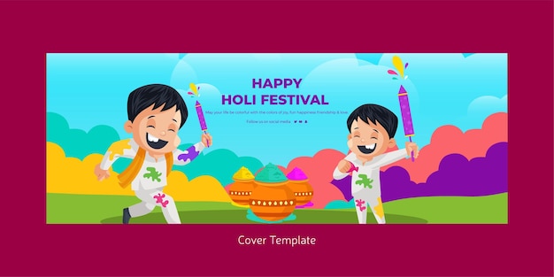 Titelseite des indischen festivals happy holi festival of colors template