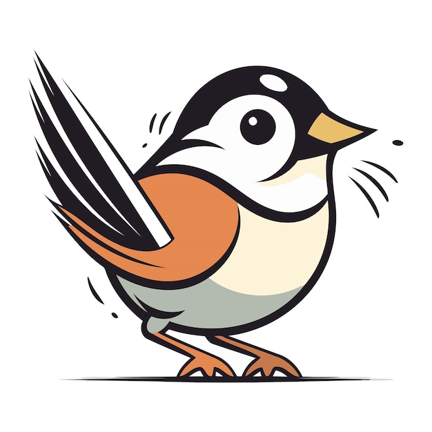 Vektor titmouse cartoon vektor-illustration isoliert auf weißem hintergrund vogel-maskottchen