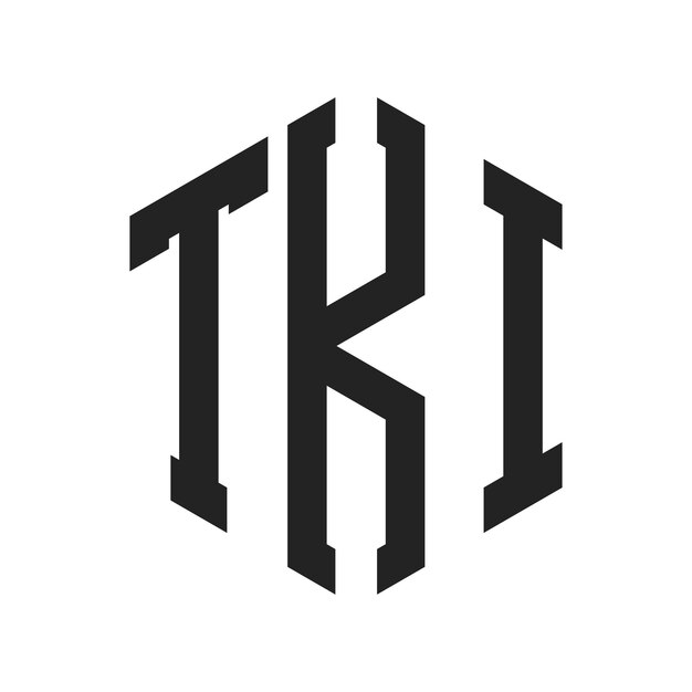 TKI-Logo-Design Anfangsbuchstaben TKI-Monogramm-Logo in sechseckiger Form