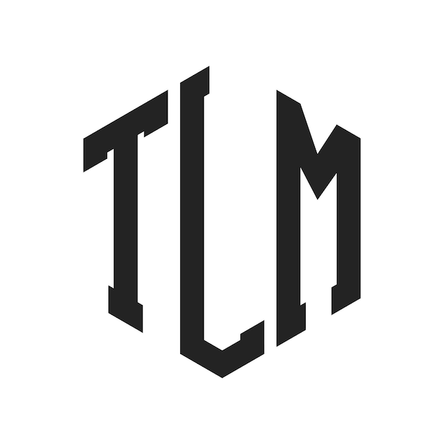 TLM-Logo-Design Anfangsbuchstaben TLM-Monogramm-Logo mit sechseckiger Form