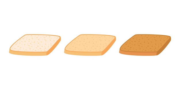 Vektor toastbrot geschnittene scheibe aus weizensatz geröstetes stück backwaren scheiben toastbrot mit unterschiedlichen