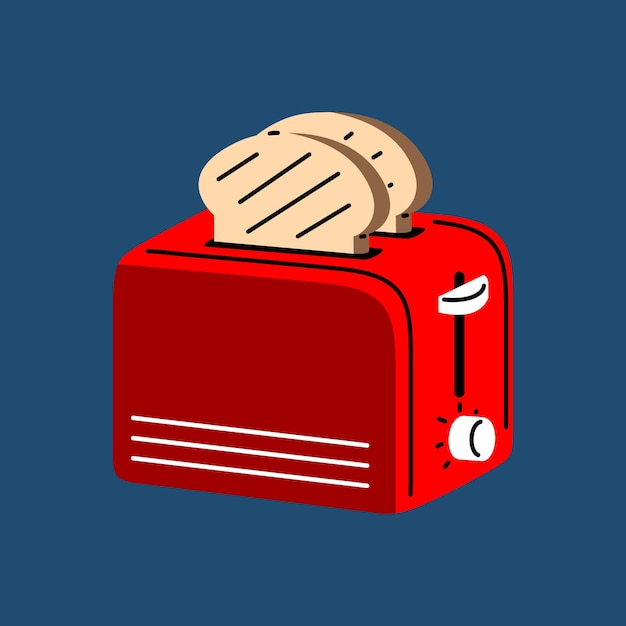 Toaster mit flacher vektorillustration des brotes