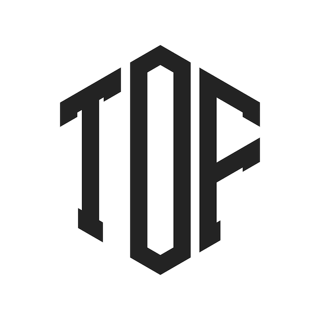 TOF-Logo-Design Anfangsbuchstaben TOF-Monogramm-Logo in sechseckiger Form