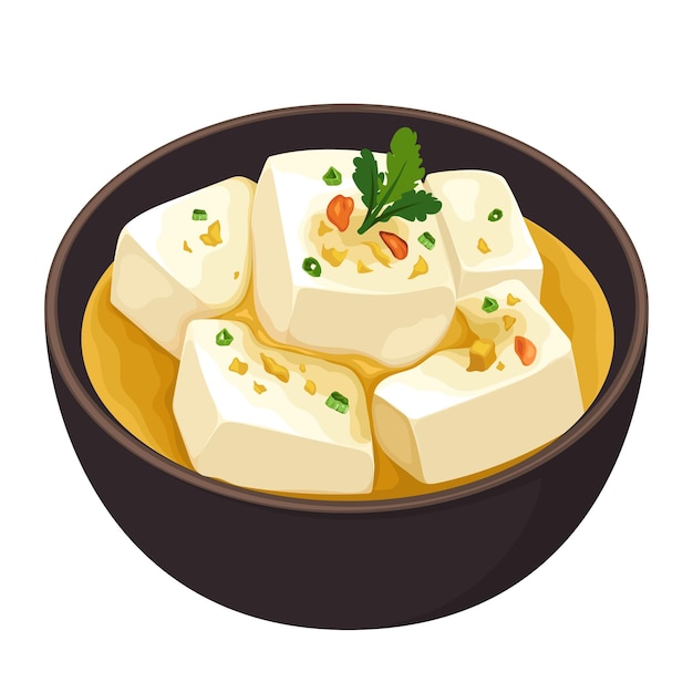 Vektor tofu-suppe, asiatisches essen, leckere vektor-illustration