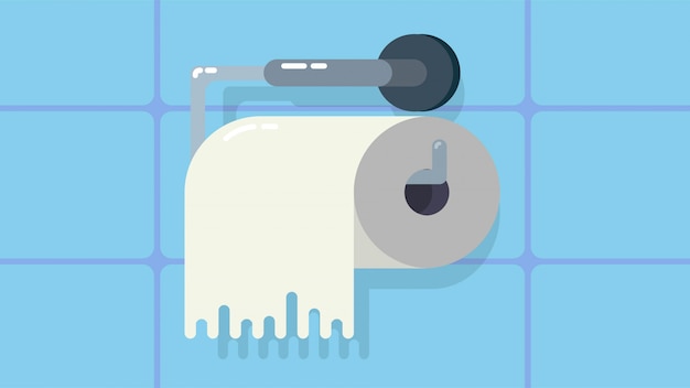 Toilettenpapier, das an der Toilettenwand hängt
