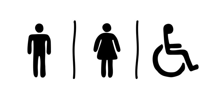 Vektor toilettenzeichen badezimmerzeichen ikonen handgezeichneter vektorillustration
