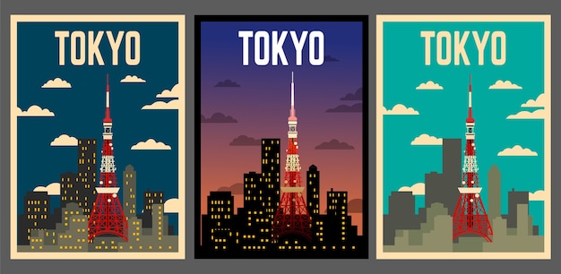 Vektor tokio illustration im flachen design