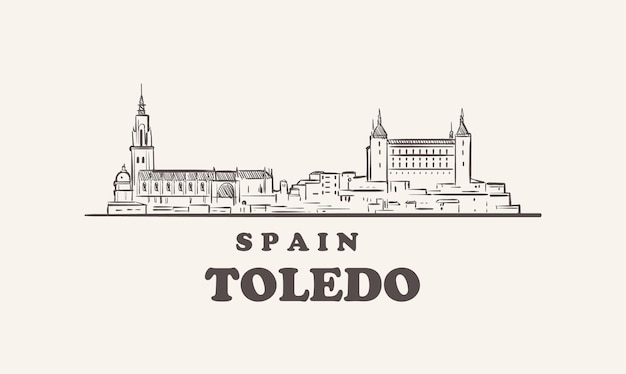 Toledo stadtbild skizze handgezeichnete spanien