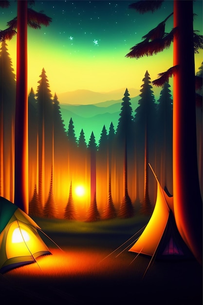 Vektor tolles camping-vektorkunstwerk, generiert von ki