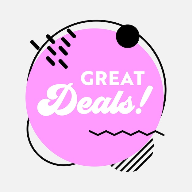 Tolles deal-sale-banner im funky-stil mit typografie für digitale social-media-marketing-werbung