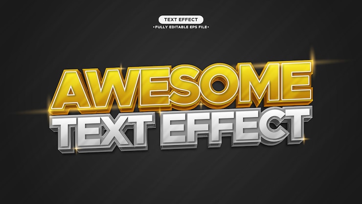 Vektor tolles futuristisches und chromatisches text-effekt mit gold hauptfarbtext und dunkler hintergrund