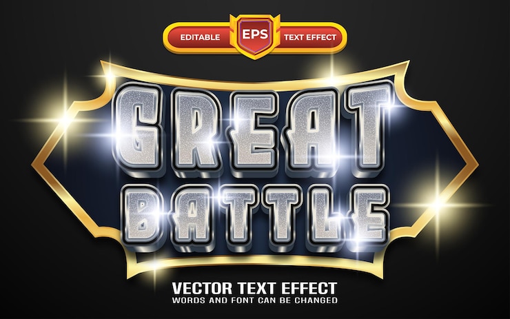 Vektor tolles kampfspiel-logo mit bearbeitbarem texteffekt im goldenen stil