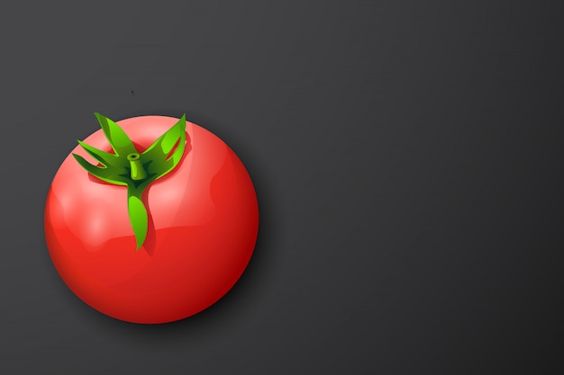 Vektor tomate auf dunklem rücken