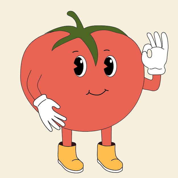 Tomate in der retro- cartoonartillustration