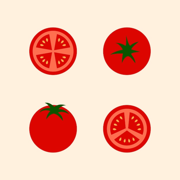 Tomaten-Kit Minimal Flat Style Sauberer Hintergrund Tomatenscheiben Moderne Vektorillustration