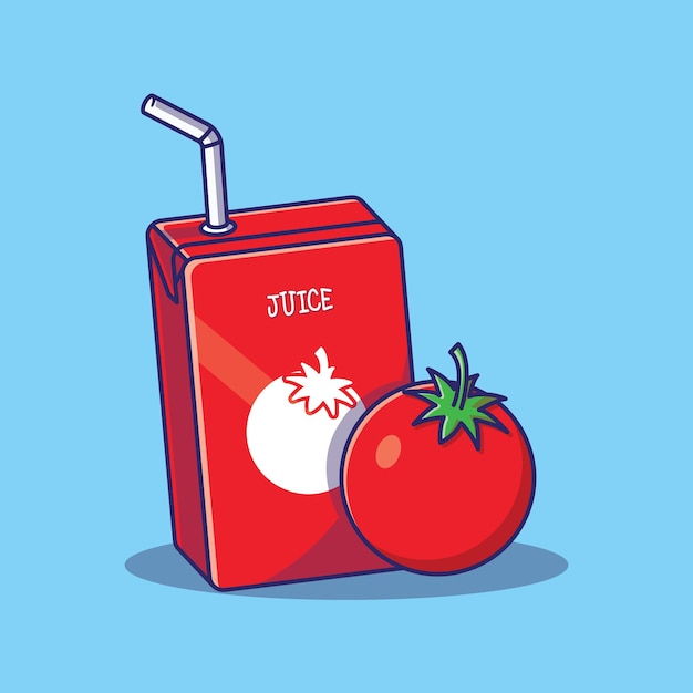 Tomatensaft-Box-Cartoon-Illustration. flacher Cartoon-Stil.