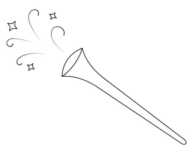 Ton aus der zauberpfeife skizze musikinstrument trompete eines weihnachtsengels im doodle-stil