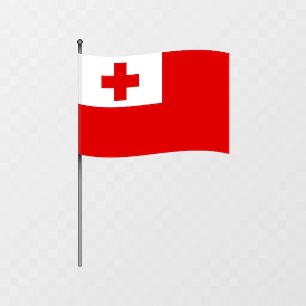 Tonga-Flagge auf dem Fahnenmast Vektor-Illustration