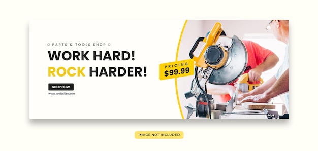 Vektor tools shop power machine facebook-cover-banner-vorlage