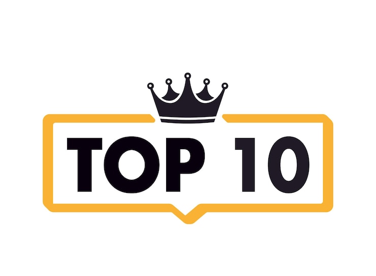 Vektor top 10 top zehn farbenfrohe etiketten auf weißem hintergrund vektor-stock-illustration