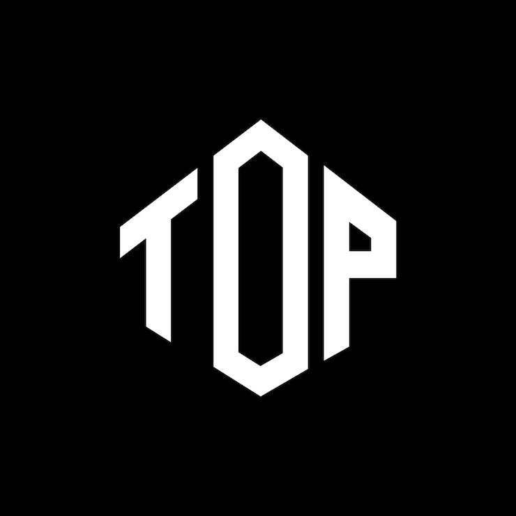 Vektor top buchstaben-logo-design mit polygon-form top polygon- und würfelform-logos-design top sechseck-vektor-logoschablone weiße und schwarze farben top monogramm-geschäfts- und immobilien-logo