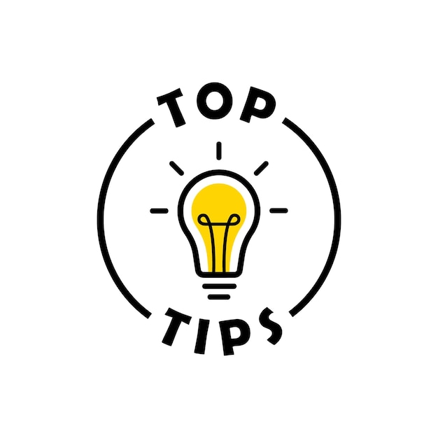 Top-tipps kreisen nachrichtenblase mit glühbirnenemblem ein bannerdesign für unternehmen und werbung vektorillustration