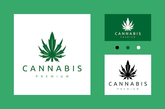 Topf hanf cannabis marihuana blatt cbd symbol logo vektor design inspiration