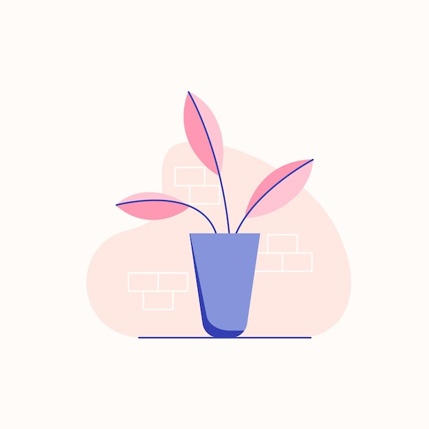Topfpflanze flache Illustration mit Pastellfarben