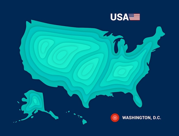 Topografische karte des kartografiekonzepts der usa